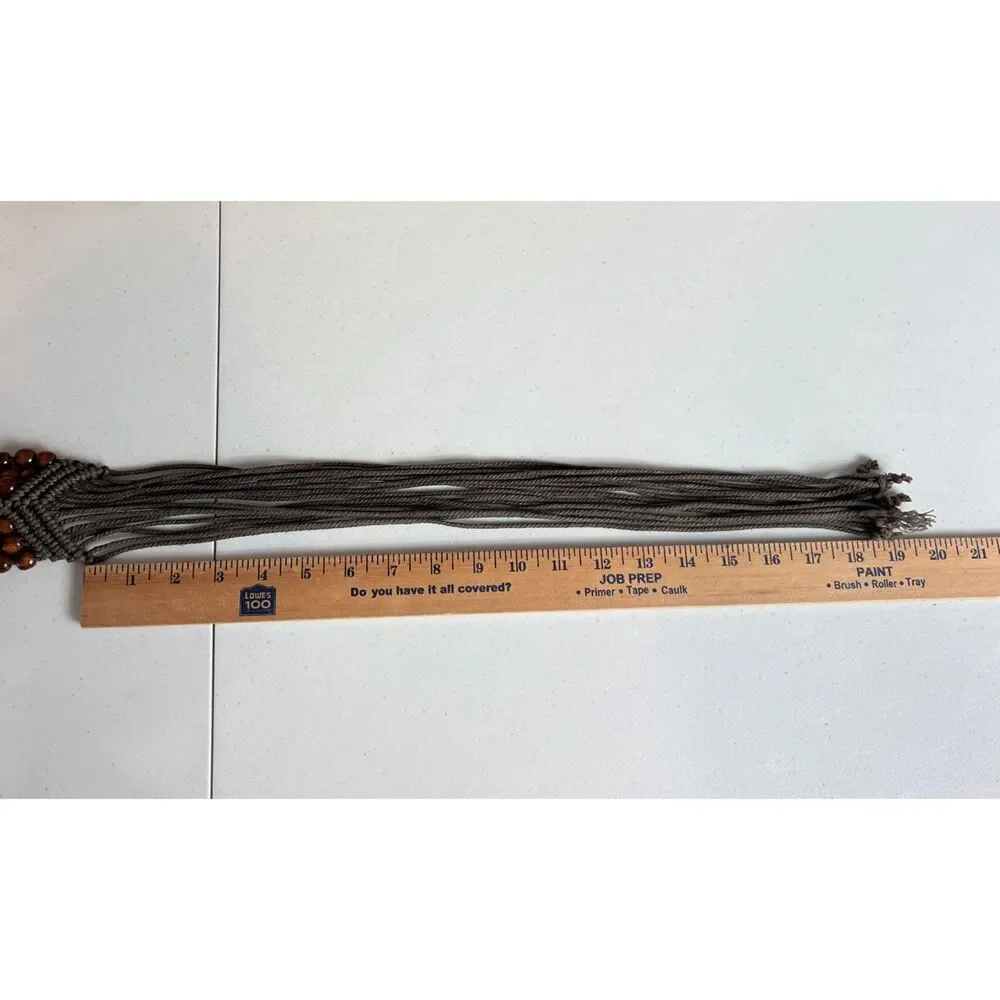 Brown Woven Boho Tie Belt Wood Beads Women's One Size (See Measurements)